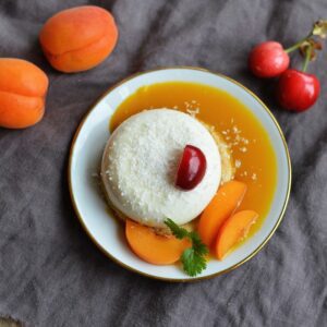 recette dessert végétal pannacotta coco abricots cerises